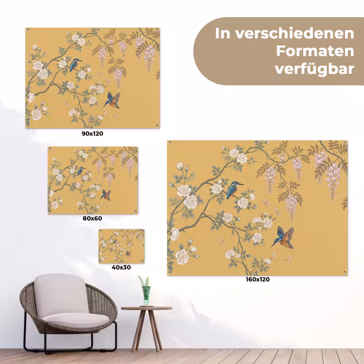 IJsvogels - Bloesem - Geel tuinposter los doek klein -Xsfeer9_DE