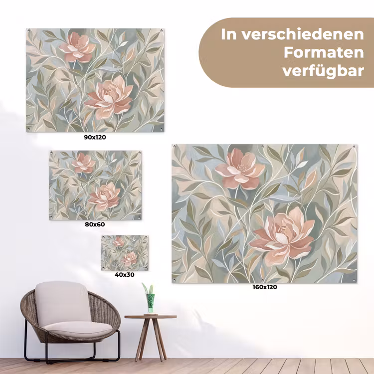 Elegant - Romantiek - Roze tuinposter los doek klein -Xsfeer9_DE