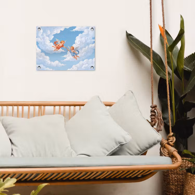 Engel - Vliegend - Klassiek - Blauw tuinposter los doek klein -sfeer7