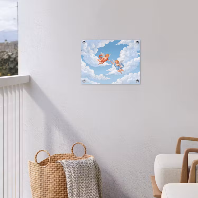 Engel - Vliegend - Klassiek - Blauw tuinposter los doek klein -sfeer8