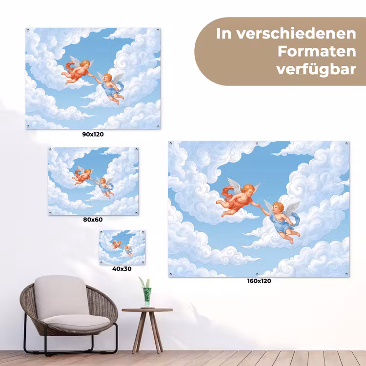 Engel - Vliegend - Klassiek - Blauw tuinposter los doek klein -Xsfeer9_DE