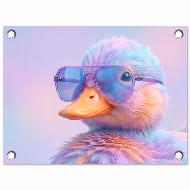 Eend - bril - Pastel tuinposter los doek klein -3d