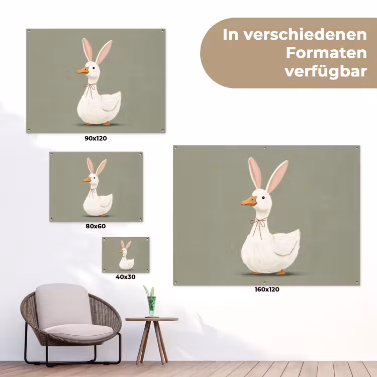 Eend - Konijnoren - Grijs tuinposter los doek klein -Xsfeer9_DE