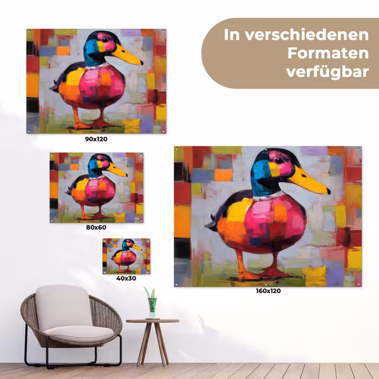 Eend - Vlakken - Abstract - Kleurrijk tuinposter los doek klein -Xsfeer9_DE