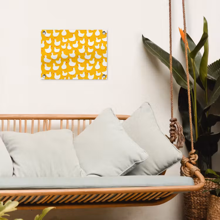 Eendjes - Patroon - Geel tuinposter los doek klein 239 -sfeer7