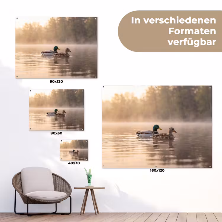 Eenden - Water - Mist - Natuur tuinposter los doek klein -Xsfeer9_DE