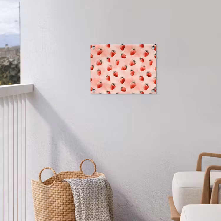 Aardbei - Patroon - Roze tuinposter los doek klein 239 -sfeer8