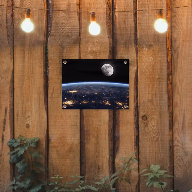 Gartenposter - Erde – Nacht – Weltraum - Aarde - Nacht - Ruimte tuinposter los doek klein