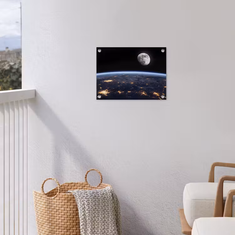 Gartenposter - Erde – Nacht – Weltraum - Aarde - Nacht - Ruimte tuinposter los doek klein