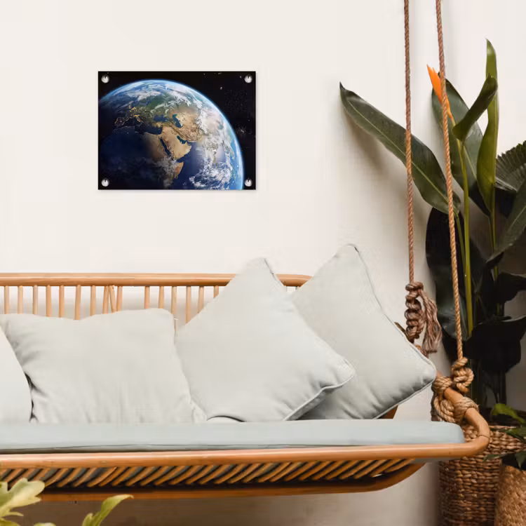 Aarde - Ruimte - Blauw - Groen tuinposter los doek klein -sfeer7