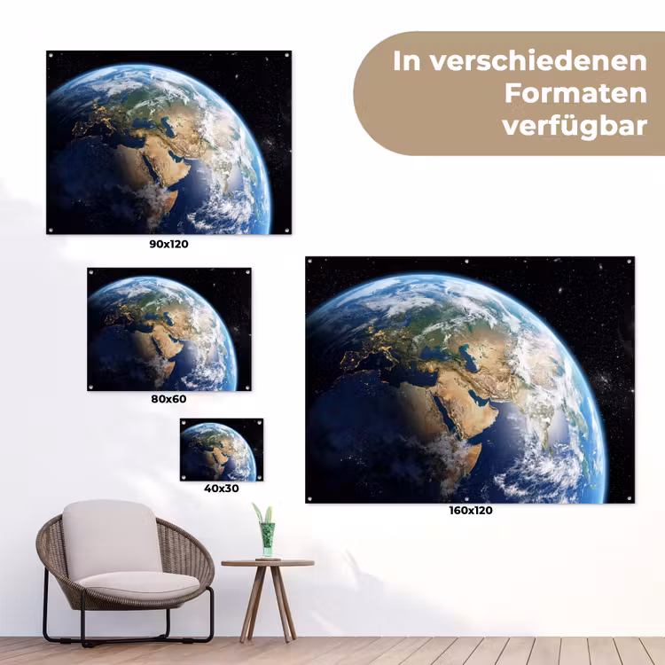 Aarde - Ruimte - Blauw - Groen tuinposter los doek klein -Xsfeer9_DE