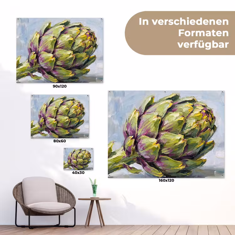 Gartenposter - Essen – Artischocke – Modern - Eten - Artisjok - Modern tuinposter los doek klein