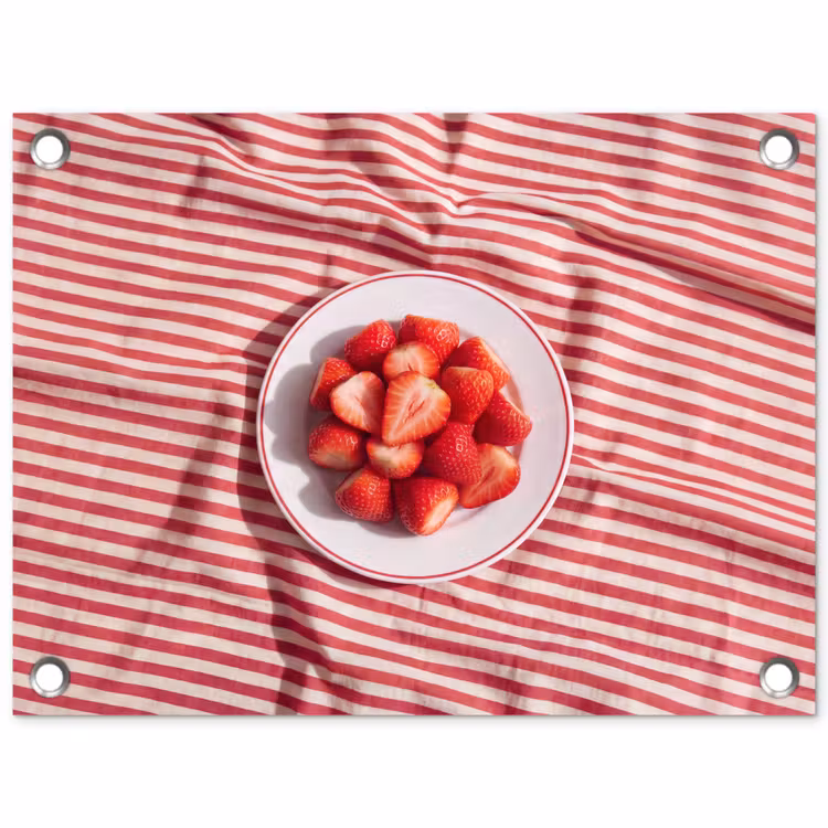 Eten - Aardbeien - Fruit - Zomer - Rood tuinposter los doek klein -3d
