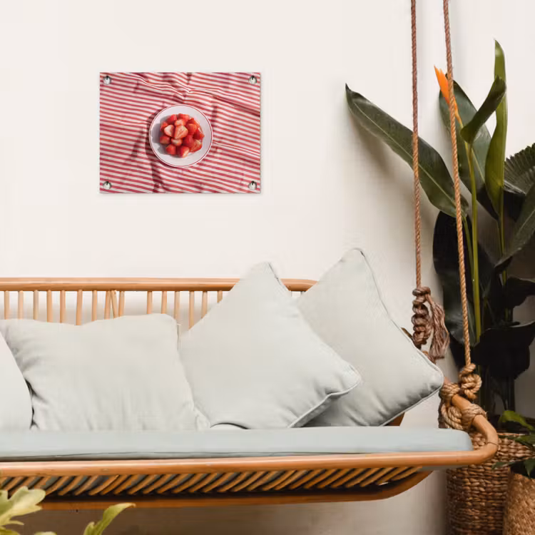 Eten - Aardbeien - Fruit - Zomer - Rood tuinposter los doek klein -sfeer7