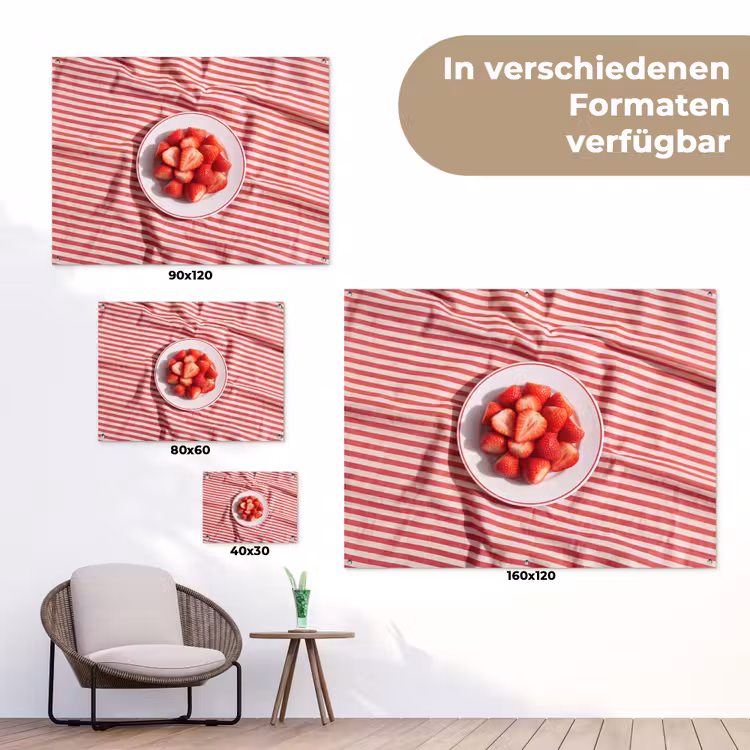 Eten - Aardbeien - Fruit - Zomer - Rood tuinposter los doek klein -Xsfeer9_DE