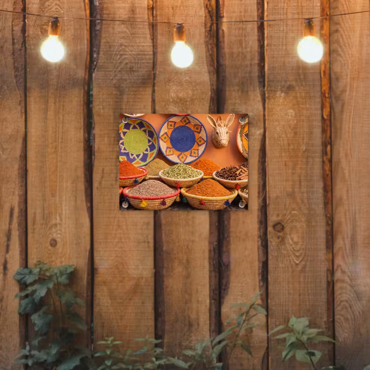 Gartenposter - Essen – Farbenfroh – Kultur - Eten - Kleurrijk - Cultuur tuinposter los doek klein
