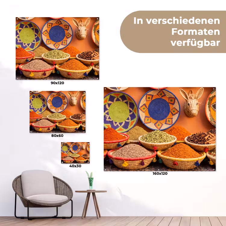 Gartenposter - Essen – Farbenfroh – Kultur - Eten - Kleurrijk - Cultuur tuinposter los doek klein