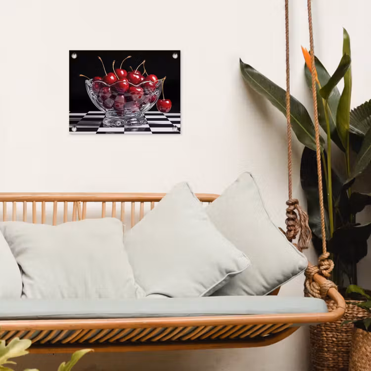 Gartenposter - Essen – Kirschen – Rot - Eten - Kersen - Rood tuinposter los doek klein