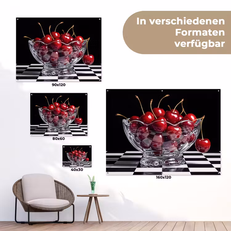 Gartenposter - Essen – Kirschen – Rot - Eten - Kersen - Rood tuinposter los doek klein