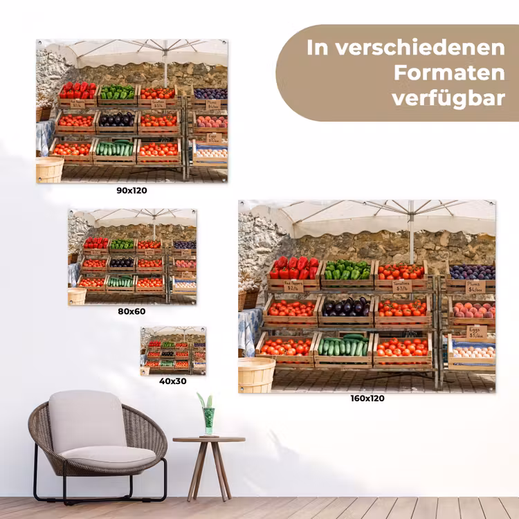 Gartenposter - Essen – Markt – Frisch - Eten - Markt - Vers tuinposter los doek klein