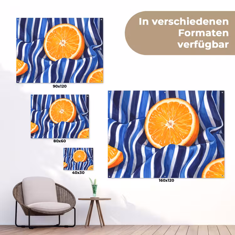 Gartenposter - Essen – Obst – Orange - Eten - Fruit - Oranje tuinposter los doek klein