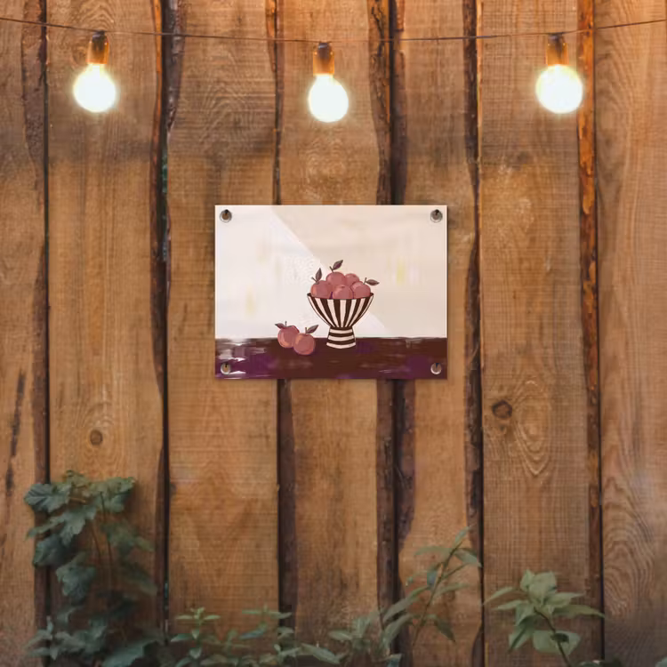 Eten - Schaal - Stilleven - Modern - Rood tuinposter los doek klein -sfeer1