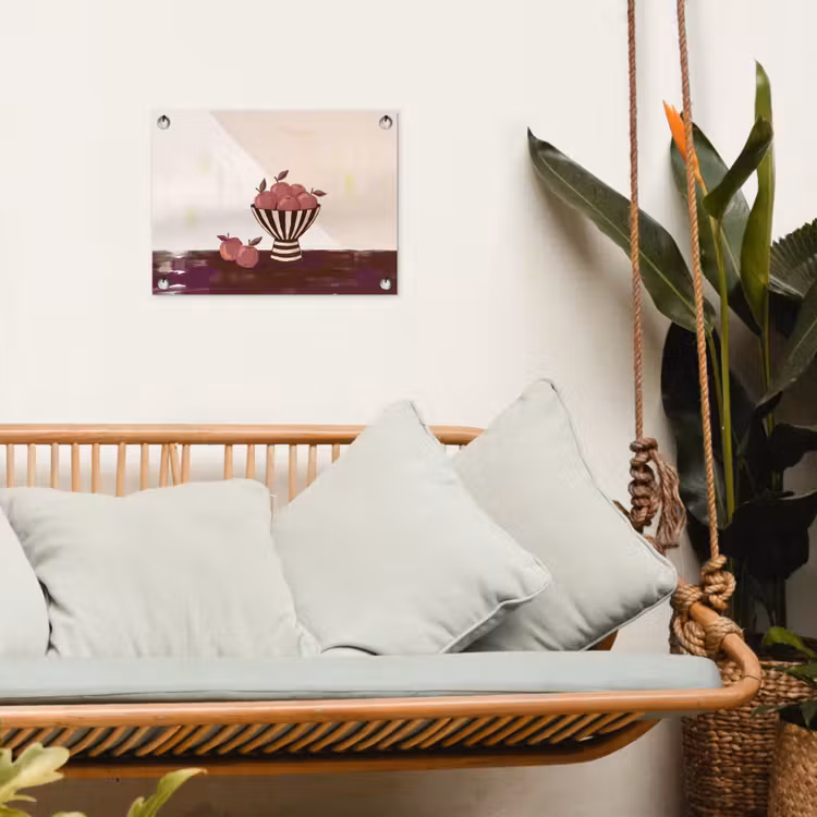 Eten - Schaal - Stilleven - Modern - Rood tuinposter los doek klein -sfeer7