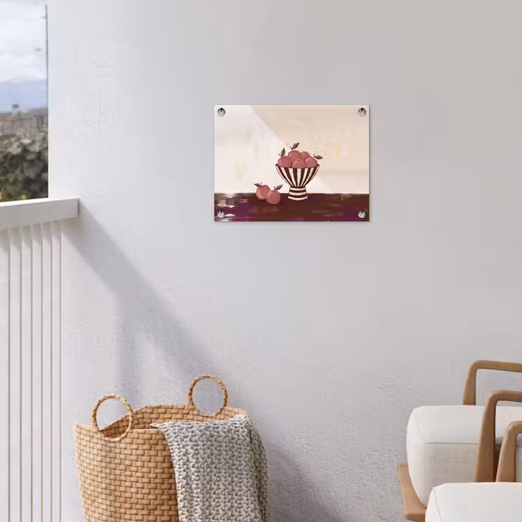 Eten - Schaal - Stilleven - Modern - Rood tuinposter los doek klein -sfeer8