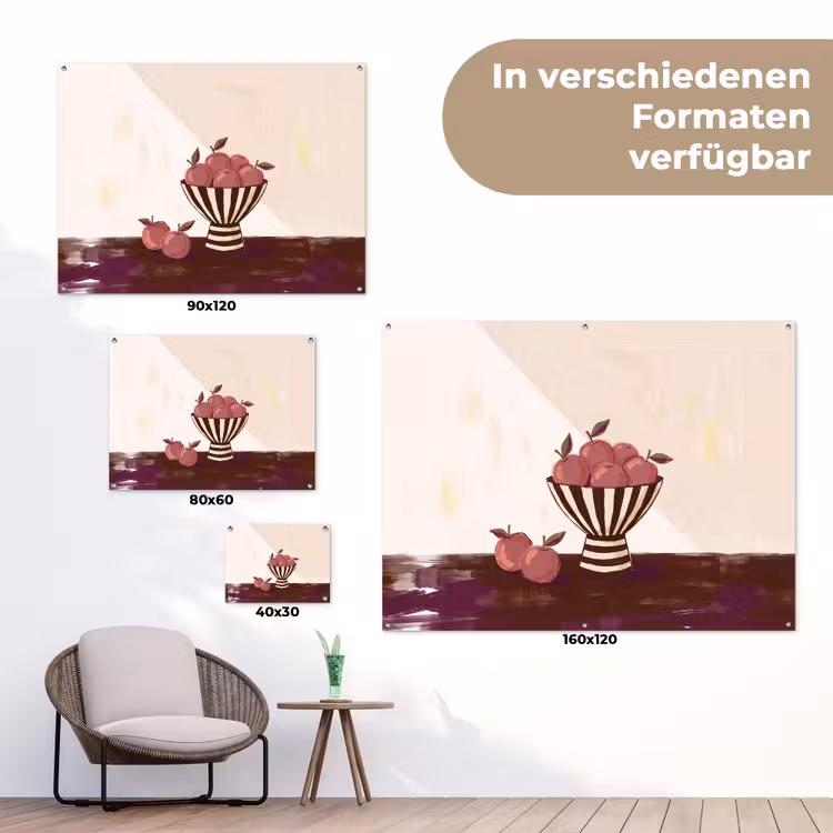 Eten - Schaal - Stilleven - Modern - Rood tuinposter los doek klein -Xsfeer9_DE