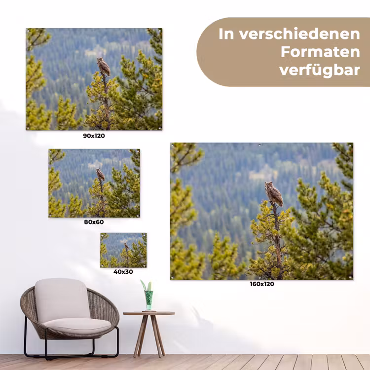 Uil - Oehoe - Bomen - Natuur tuinposter los doek klein -Xsfeer9_DE