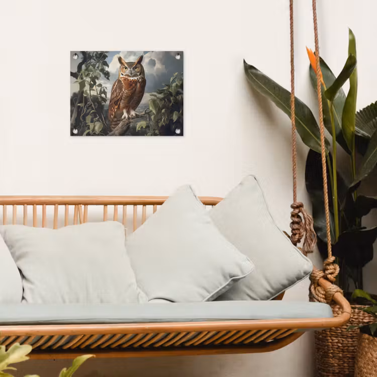 Uil - Tak - Boom - Veren tuinposter los doek klein -sfeer7