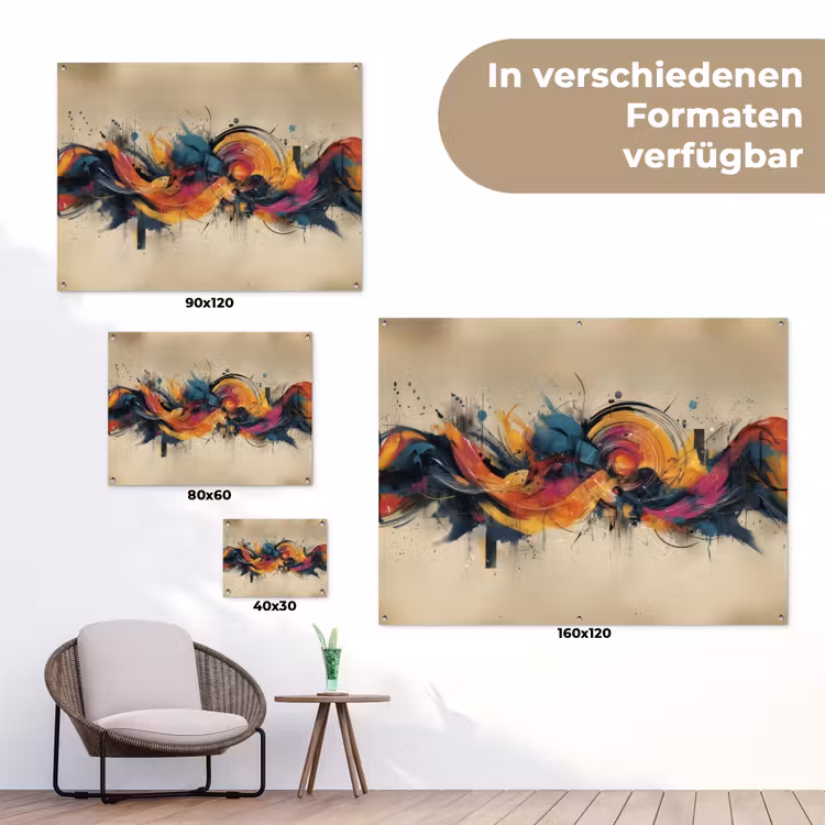 Explosie - Kleurrijk - Vormen - Abstract tuinposter los doek klein -Xsfeer9_DE