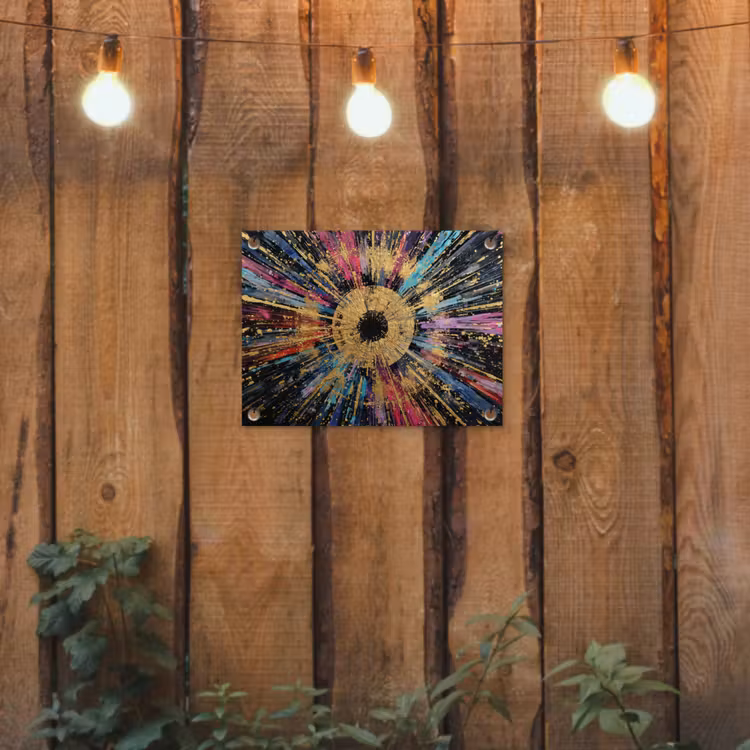 Explosie - Goud - Kleurrijk - Abstract tuinposter los doek klein -sfeer1