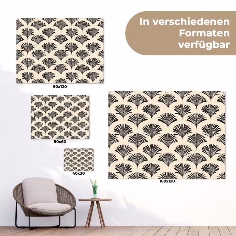 Waaiers - Botanisch - Zwart - Beige tuinposter los doek klein 239 -Xsfeer9_DE