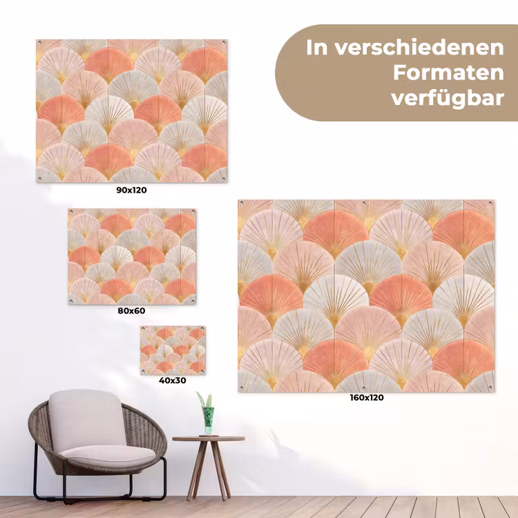 Waaiers - Goud - Roze tuinposter los doek klein 239 -Xsfeer9_DE