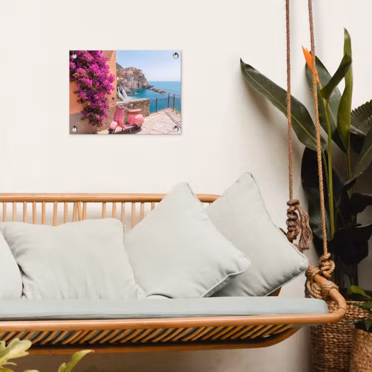 Voertuig - Roze - Kust - Zomer - Reizen tuinposter los doek klein -sfeer7