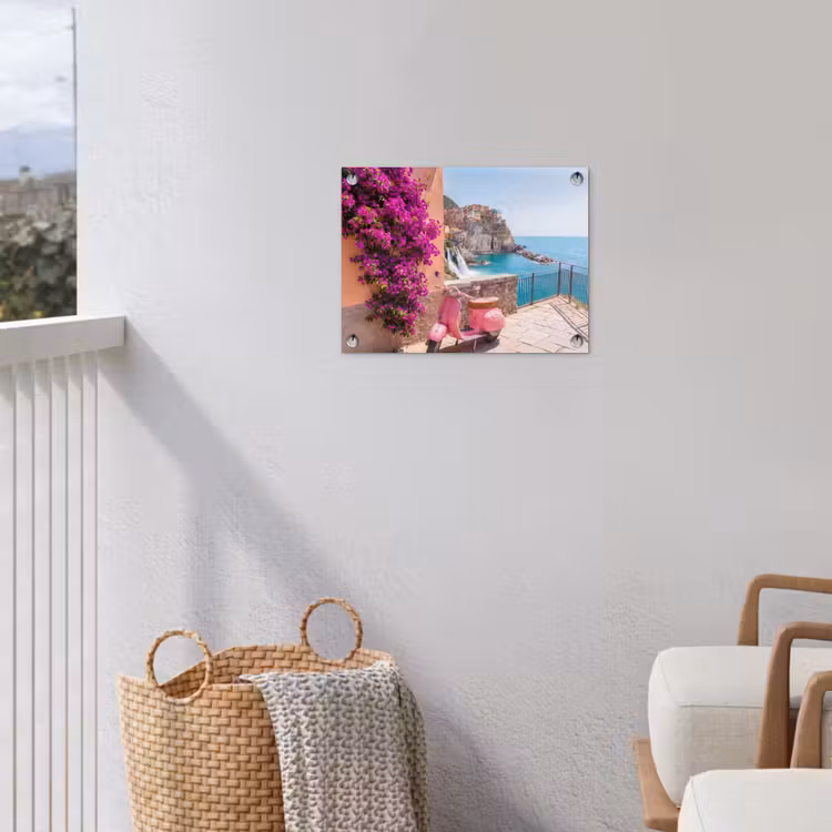 Voertuig - Roze - Kust - Zomer - Reizen tuinposter los doek klein -sfeer8