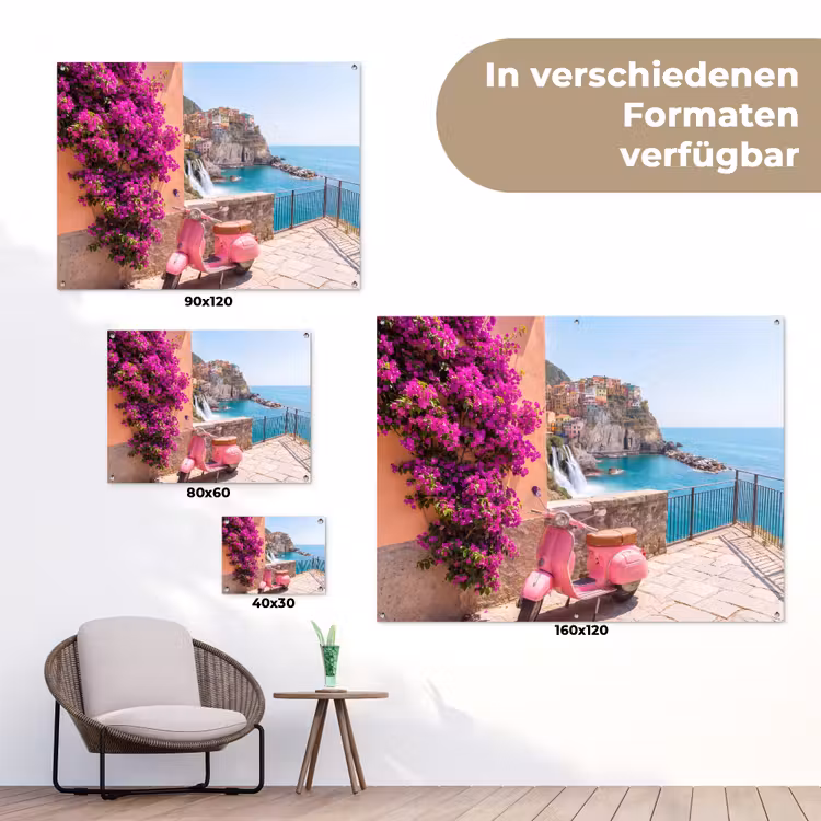 Voertuig - Roze - Kust - Zomer - Reizen tuinposter los doek klein -Xsfeer9_DE