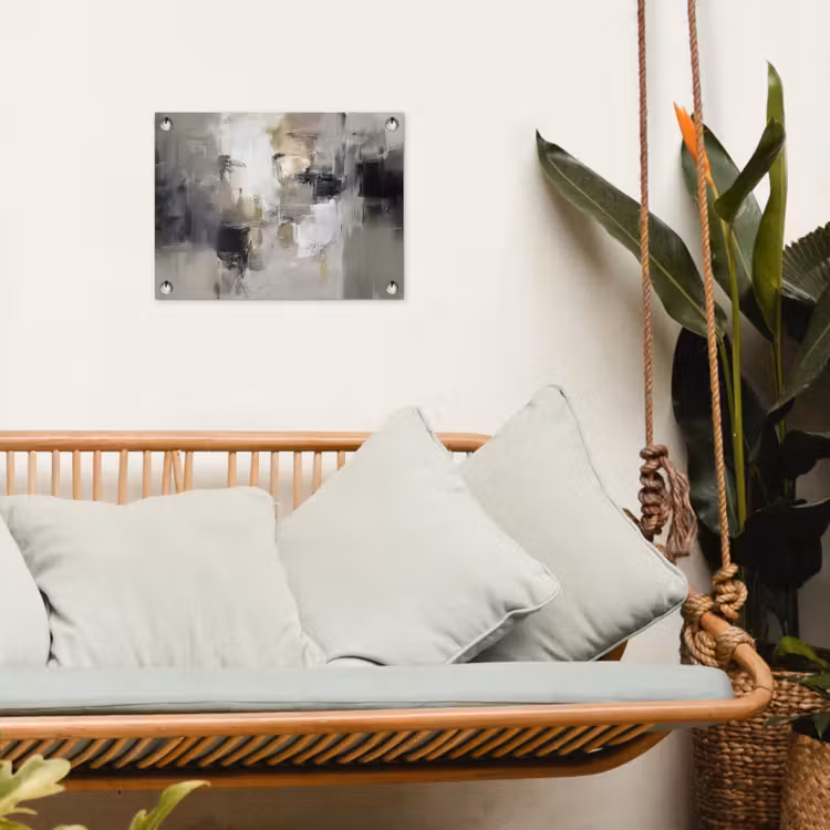 Kleurenpalet - Penseelstreken - Beige - Nevelig tuinposter los doek klein -sfeer7