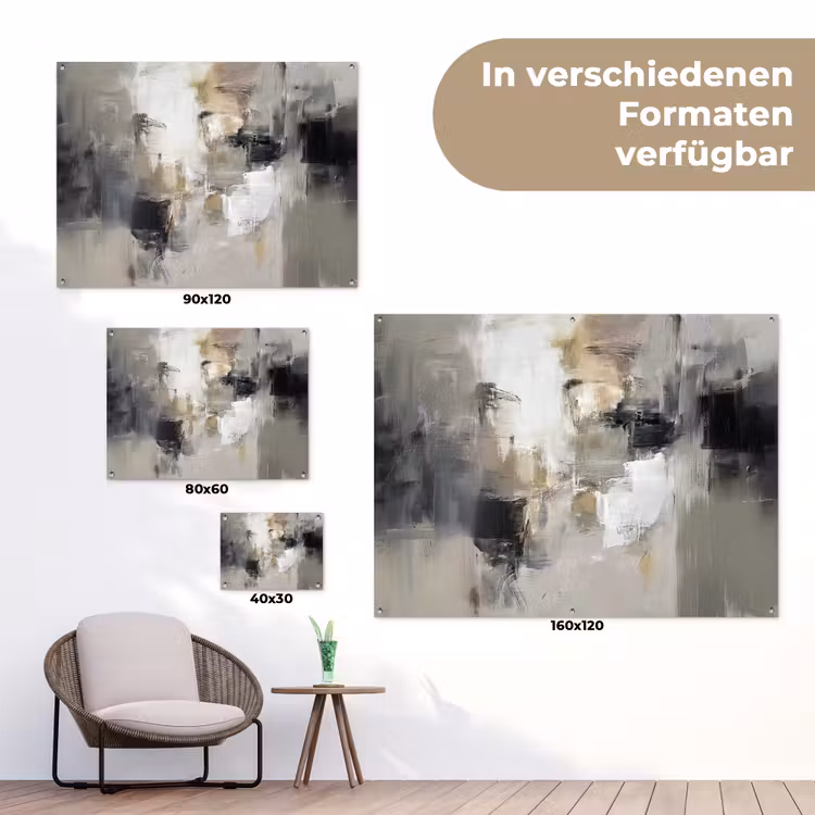 Kleurenpalet - Penseelstreken - Beige - Nevelig tuinposter los doek klein -Xsfeer9_DE