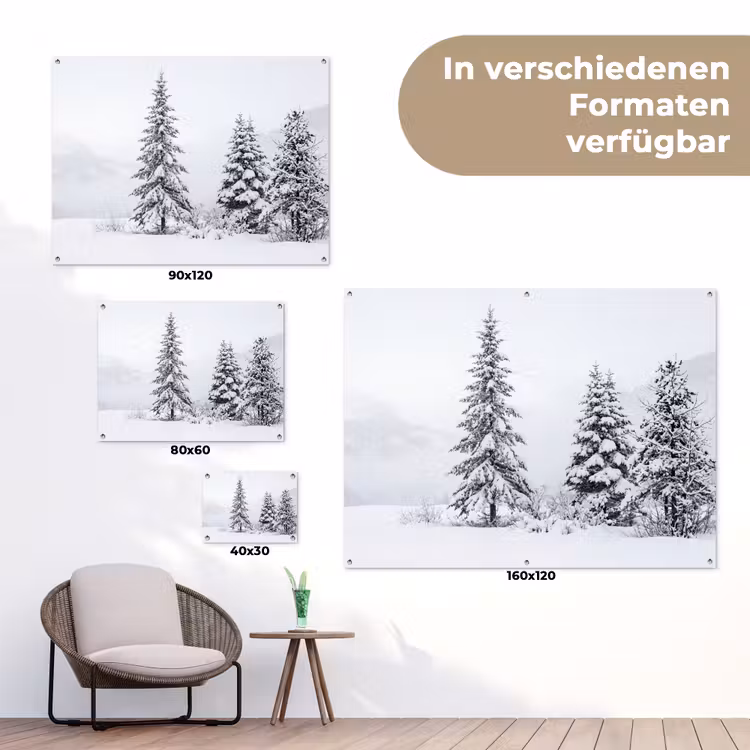 Fijnsparren - Sneeuw - Winter - Landschap - Stilte tuinposter los doek klein -Xsfeer9_DE