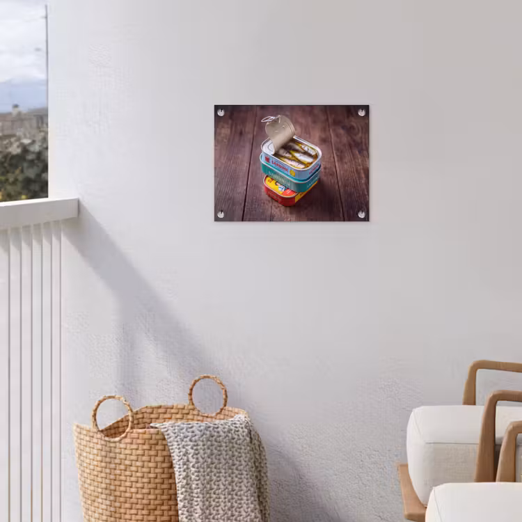 Gartenposter - Fisch – Dosen – Küche - Vis - Blikjes - Keuken tuinposter los doek klein