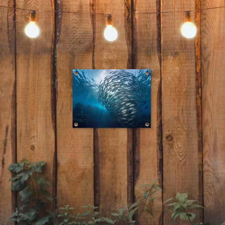 Vis - School - Oceaan - Natuur - Blauw tuinposter los doek klein -sfeer1