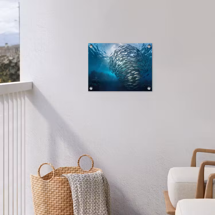 Vis - School - Oceaan - Natuur - Blauw tuinposter los doek klein -sfeer8