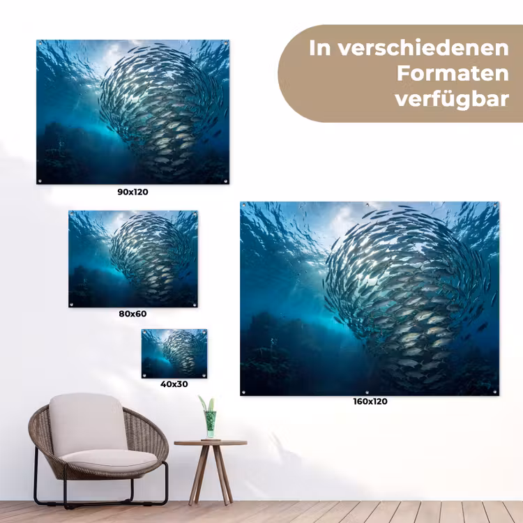 Vis - School - Oceaan - Natuur - Blauw tuinposter los doek klein -Xsfeer9_DE
