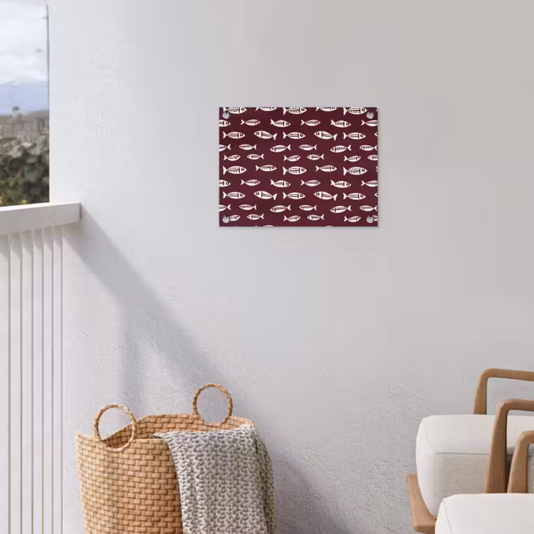 Vissen - Grafisch - Patroon - Donker tuinposter los doek klein 239 -sfeer8