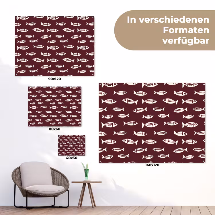 Vissen - Grafisch - Patroon - Donker tuinposter los doek klein 239 -Xsfeer9_DE