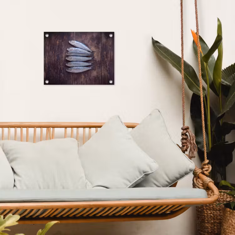 Gartenposter - Fisch – Holz – Essen - Vis - Hout - Eten tuinposter los doek klein