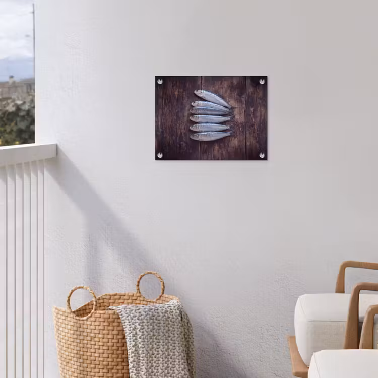 Gartenposter - Fisch – Holz – Essen - Vis - Hout - Eten tuinposter los doek klein