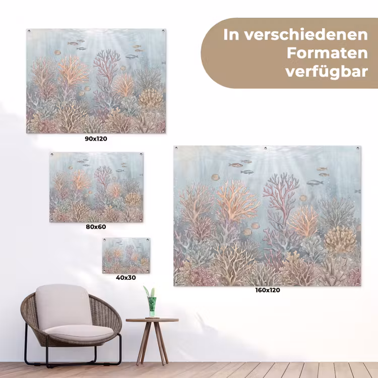 Vis - Koraal - Oceaan - Illustratie - Onderwater tuinposter los doek klein -Xsfeer9_DE